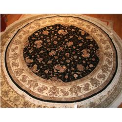 Sino Wool/Silk 8.3ft. Round  Black/Ivory
