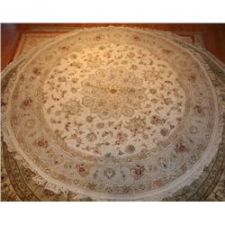 Sino Wool/Silk 8ft. Round    Ivory/Soft Gray/Green