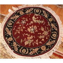 Sino Wool/Silk 3ft. Round   Burgundy/Blue