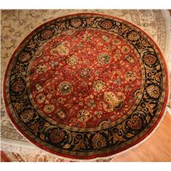 Exceptional Indian Mashad 6.2 Round  Rusty Red/Blue