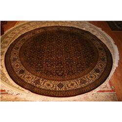 Extra Fine Indian Tabriz 7.10ft Round  Burgundy/Beige