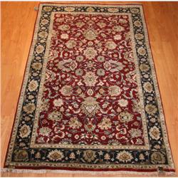 Fine India Sarouk 3 x 4.11  Burgundy/Blue