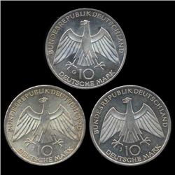 1972G/J Germany Silver 10 Mark MS63/64 3 Pcs (COI-8551)