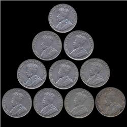 1922-1934 Canada 5c Higher Grade 9 Pcs (COI-8279)