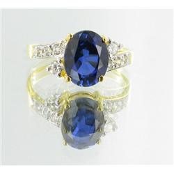17ctw Lab Dia/Sapphire 22k Gold Vermeil Ring (JEW-2362)