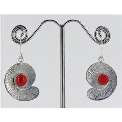 Sterling Red Coral Earrings (JEW-1959)