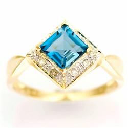 1.50ct Natrl London Bl Topaz Diamond 9k Gold Ring (JEW-9477X)
