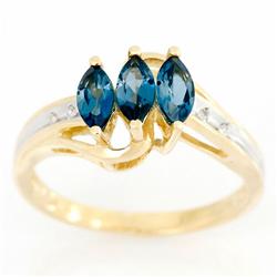 1.1k Genuine London Bl Topaz Diamond 9k Gold Ring (JEW-9358X)