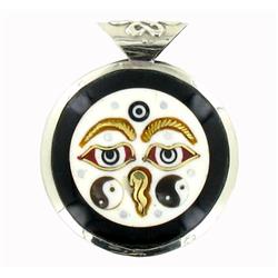 Tibet Inlaid Brass & Shell Pendant (ANT-1021)