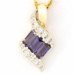 .93ct Natural Iolite 12 Diamond 9k Gold Pendant (JEW-9280X)