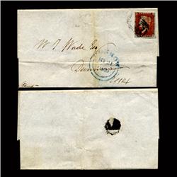 1849 GB Rare 1p Red Barrel Canc. Stamp Cover (STM-1596)