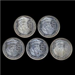 1969 Germany Silver 5 Mark Gem Proof Lot of 5 (COI-8507)