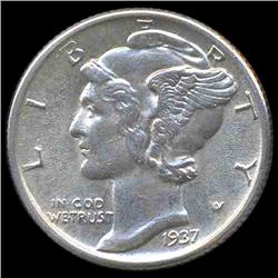 1937 Mercury Dime Choice MS64 (COI-8372)