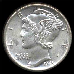 1943 Mercury Dime Gem MS66 FB ERROR (COI-8400)
