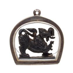 Antique Thai Bronze Singh Amulet Statue Pendant (ANT-530)