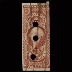 1860s US Revenue Stamp 25c Imperf Insurance (STM-1365)