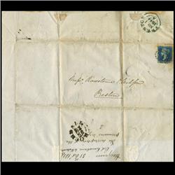 1841 British 2p Blue on 1844 Cover Plate 3 RARE (STM-0638)