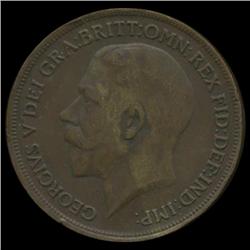 1919 British George V Penny XF (COI-7154)