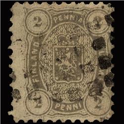 1875 RARE Finland 2p Gray Used Stamp (STM-1329)
