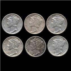 1936 Mercury Dimes Hi Grade Lot of 6 (COI-8447)
