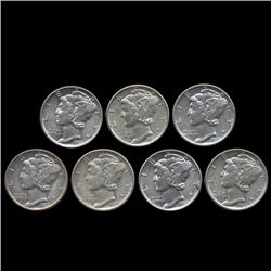 1939P Mercury Dimes AU Lot of 7 (COI-8429)