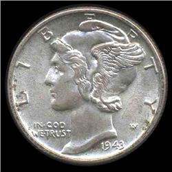 1943 Mercury Dime Gem MS65+ (COI-8402)