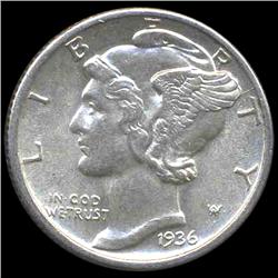 1936 Mercury Dime Choice MS63 FB (COI-8371)