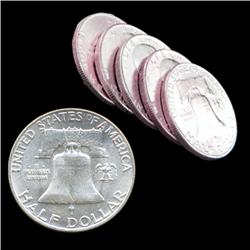 1952P/D FBL Franklin 50c Silver MS63-64 5pc Roll (COI-7665)