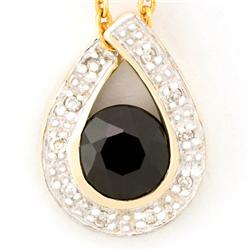1.20ct Black Sapphire 10 Diamond 9k Gold Pendant (JEW-9287X)