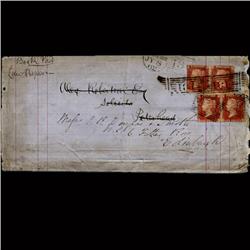 1862 GB Rare 1p Red Dual Pair Stamp Cover (STM-1592)