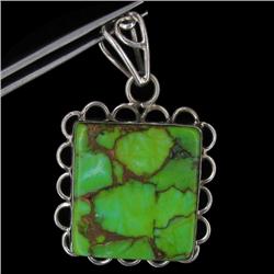 76ctw Green Copper Turquoise Silver Pendant (JEW-2433)