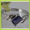 Image 1 : Genuine  0.84 ctw  Iolite Ring  14KT White Gold  Ring Size  7
