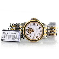 Genuine Accutron Mens Gemini Two Tone Automatic Skeleton Watch 28A116
