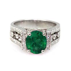 Genuine 3.24 Ctw Emerald (Beryl) Ring 14Kt White Or Yellow  Gold 