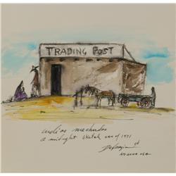 Ted De Grazia, Watercolor & Ink Inside book Troopers West Military & Indian Affairs on the Am Front
