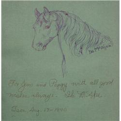 Ila Mae McAfee, Ink sketch inside the book Indians, Horses, Hills, Et Cetera
