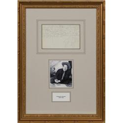 Charles M. Russell, postcard with handwritten note and sketch