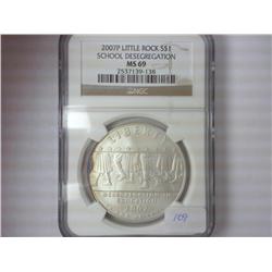 2007-P LITTLE ROCK SILVER DOLLAR NGC MS69