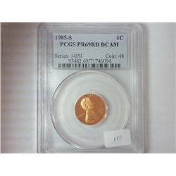 1985-S LINCOLN CENT PCGS PR69 RD DCAM