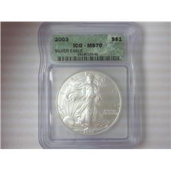 2003 AMERICAN SILVER EAGLE ICG MS70