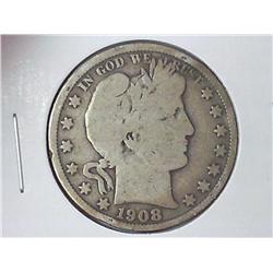 1908-S BARBER HALF DOLLAR (VERY GOOD)