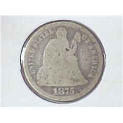 1875 SEATED LIBERTY DIME