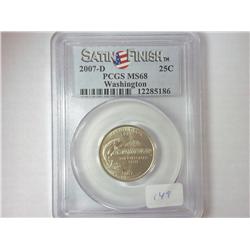 2007-D WASHINGTON QUARTER PCGS MS68 SATIN FINISH