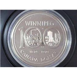 1974 CANADA WINNIPEG $ PROOF LIKE .3750 OZ. ASW