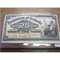 1900 CANADA 25 CENT FRACTIONAL CURRENCY