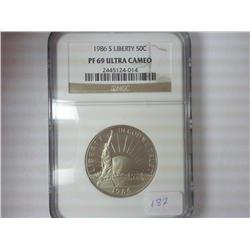 1986-S LIBERTY HALF DOLLAR NGC PF69 ULTRA CAMEO