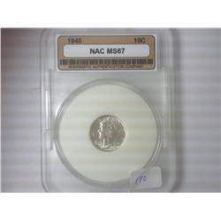 1945 MERCURY DIME NAC MS67