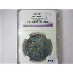 1882 MORGAN SILVER DOLLAR NGC UNC DETAILS