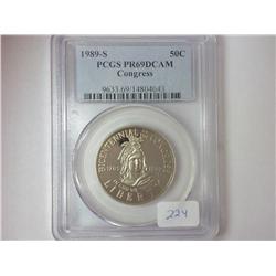 1989-S CONGRESS HALF DOLLAR PCGS PR69DCAM