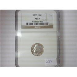 1955 ROOSEVELT DIME NGC PF67
